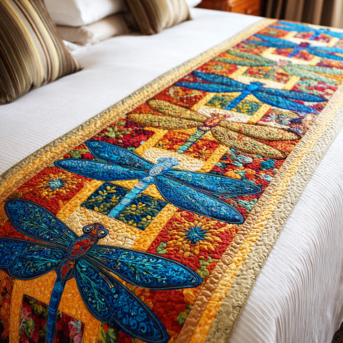 Dragonfly Whisper Quilted Bed Runner NCU0TD1572