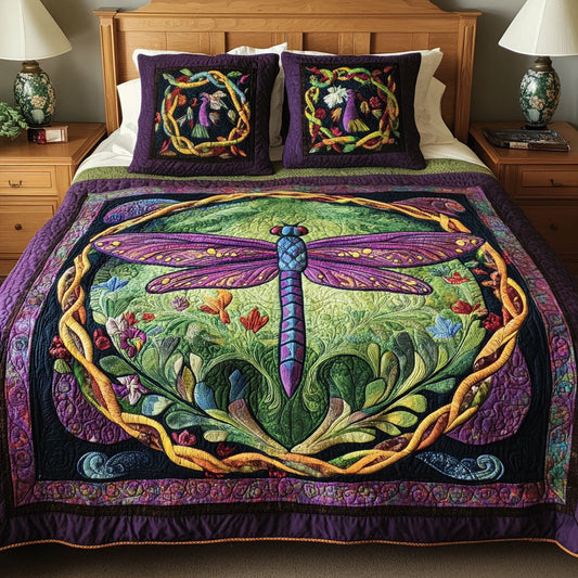 Dragonfly Whispers 3-Piece Quilted Bedding Set NCU0PT3214