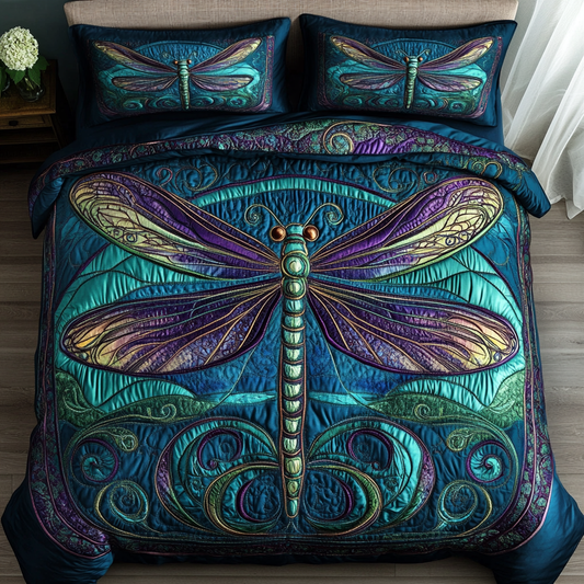 Dragonfly Wings 3-Piece Quilted Bedding Set NCU0DK7377