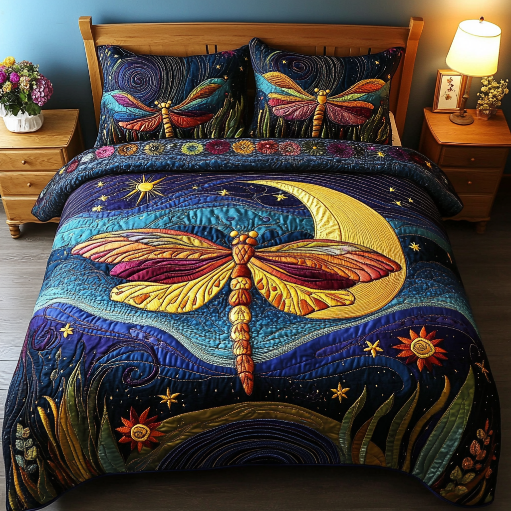 Dragonfly Wings 3-Piece Quilted Bedding Set NCU0DK8539