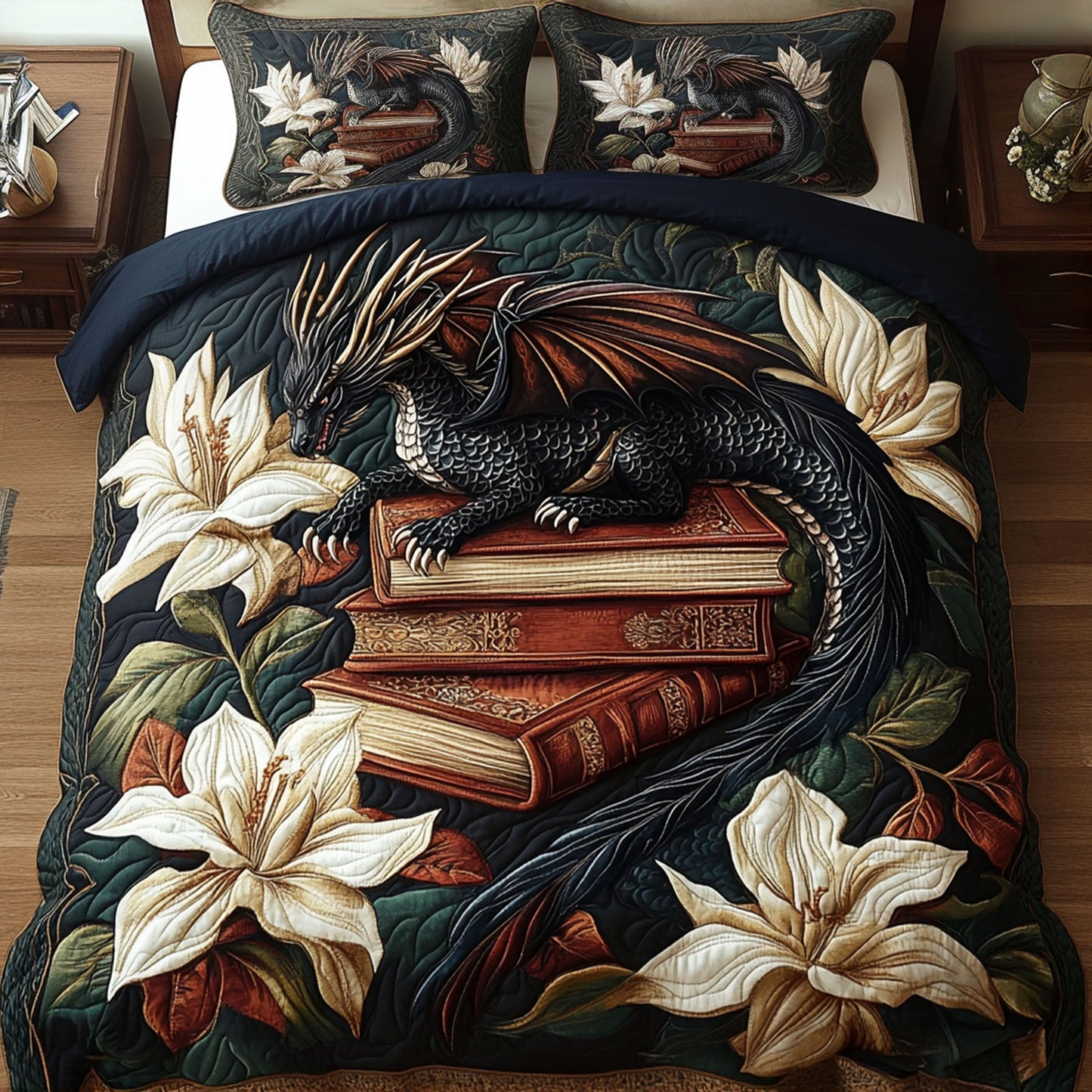 Dragons Treasure Trove 3-Piece Quilted Bedding Set NCU0PT5559