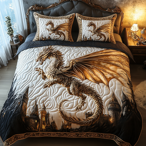 Dragonspire Dreams 3-Piece Quilted Bedding Set NCU0DV2399