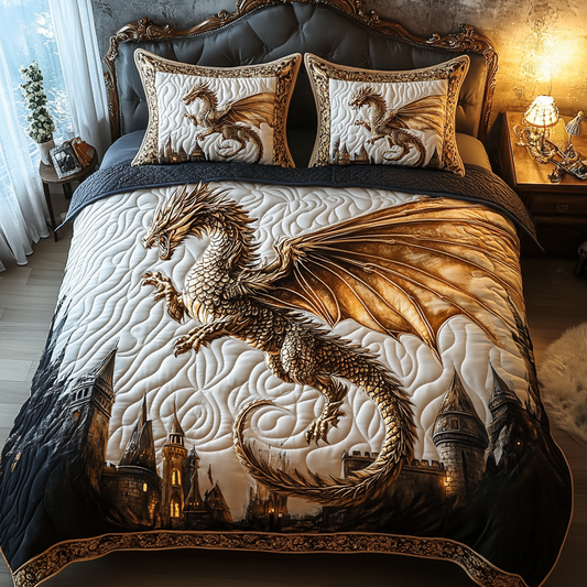Dragonspire Dreams 3-Piece Quilted Bedding Set NCU0DV2399