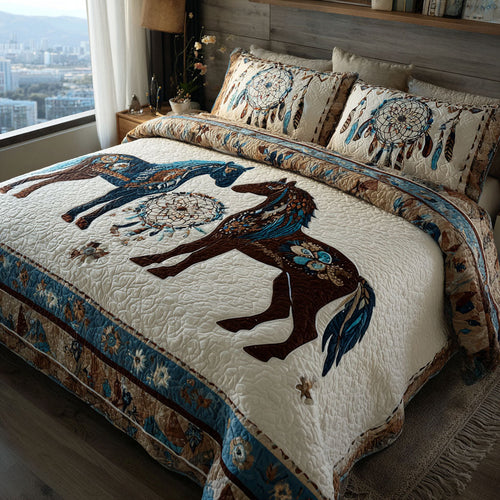Dreamcatcher Horse 3-Piece Quilted Bedding Set NCU0PT11177