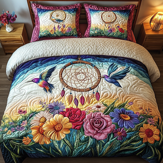 Dreamcatcher Meadow Glow 3-Piece Quilted Bedding Set NCU0VL1234