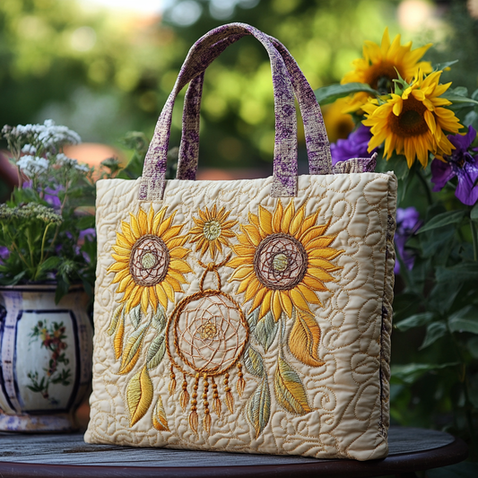 Dreamcatcher Sun Blooms Quilted Tote Bag NCU0VL2735