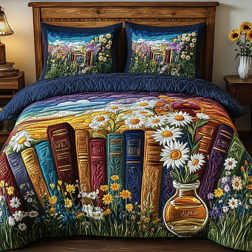 Dreaming in Pages 3-Piece Quilted Bedding Set NCU0VL1416