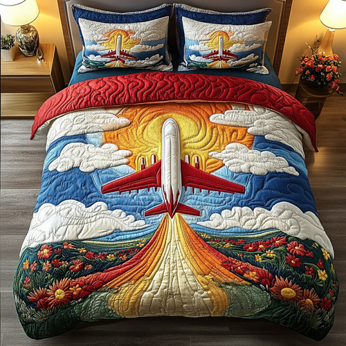 Dreamland Airplane 3-Piece Quilted Bedding Set NCU0DK4188