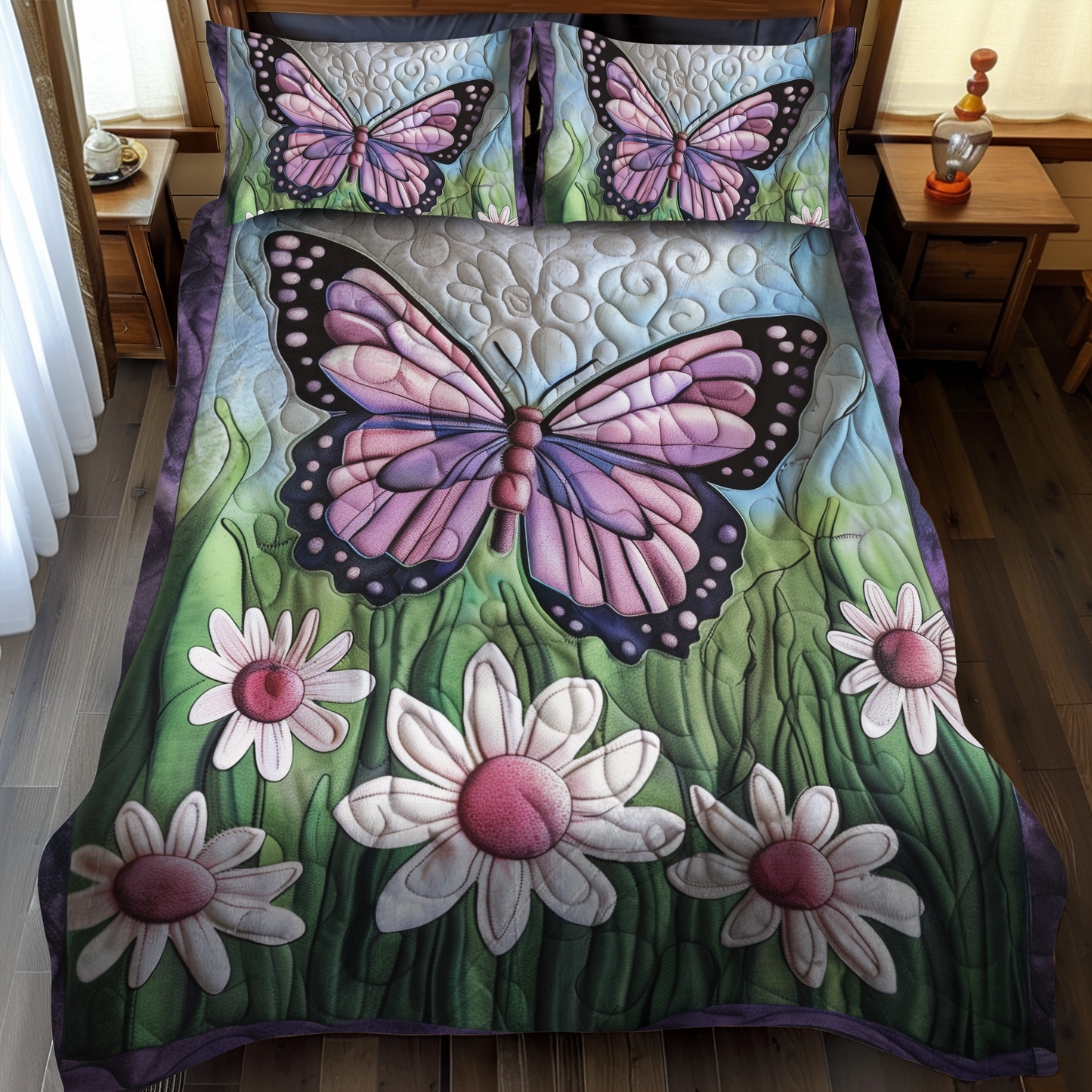 Dreamy Butterflies 3-Piece Quilted Bedding Set NCU0VL043