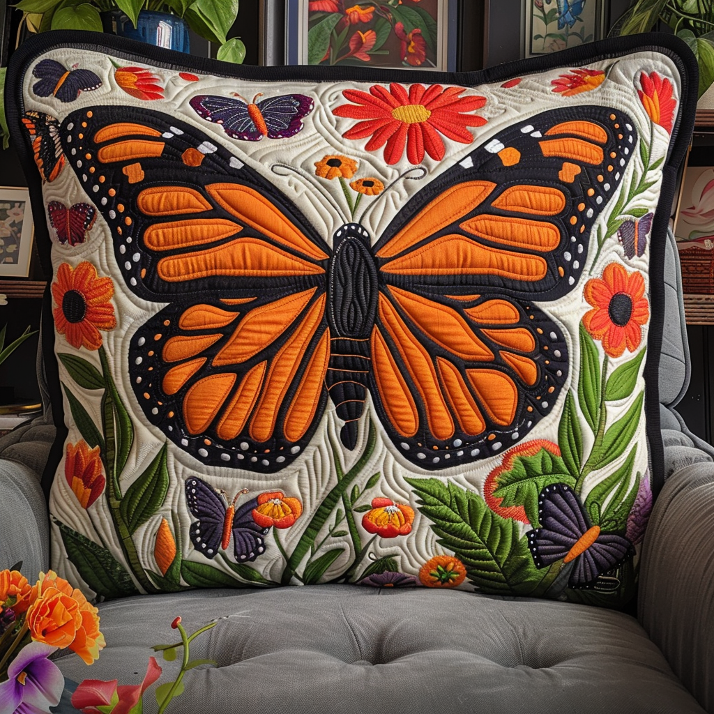 Dreamy Monarch Butterfly Quilted Pillow Case NCU0VL067