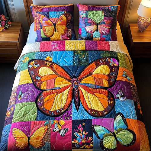 Dreamy Butterfly Flight 3-Piece Quilted Bedding Set NCU0NT8325