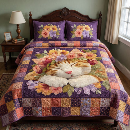Dreamy Cat Bloom 3-Piece Quilted Bedding Set NCU0NT12462