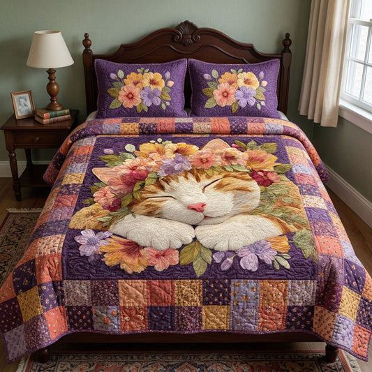 Dreamy Cat Bloom 3-Piece Quilted Bedding Set NCU0NT12462