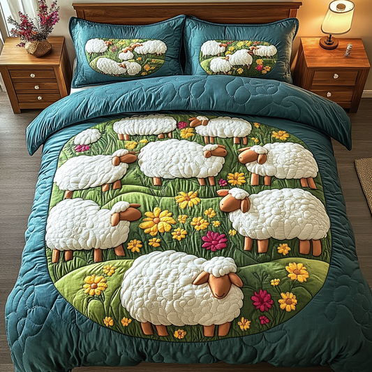 Dreamy Flock 3-Piece Quilted Bedding Set NCU0VH2992