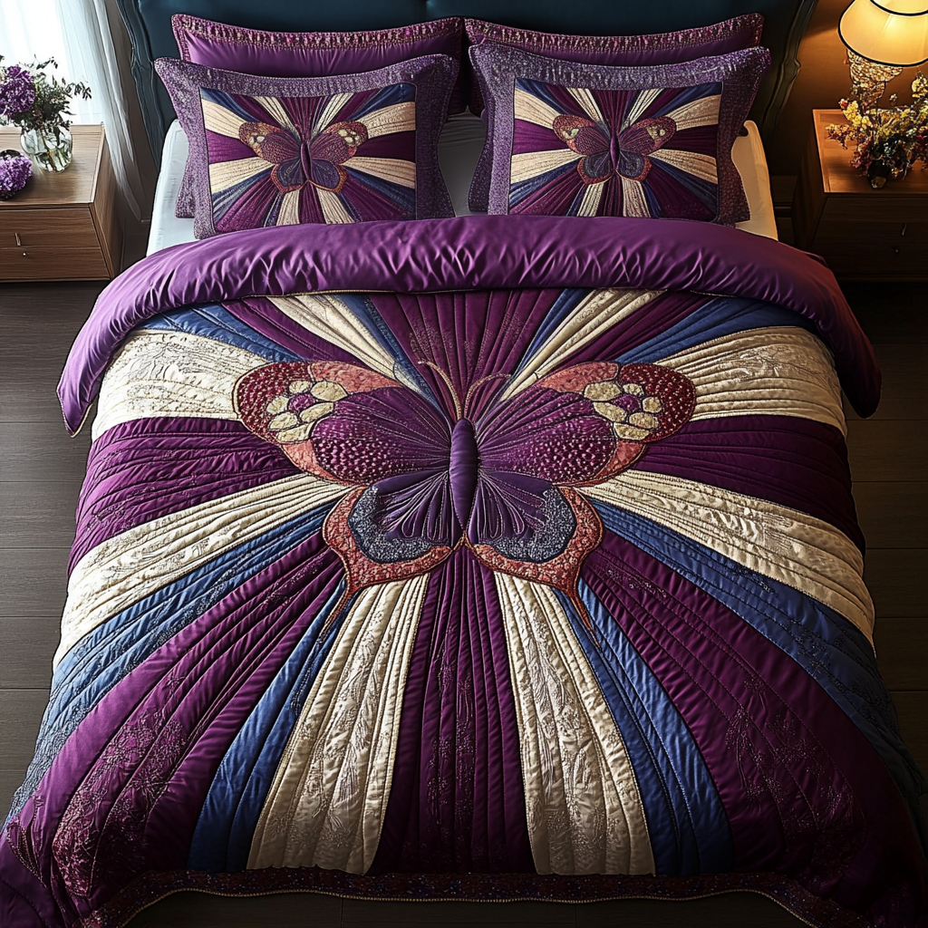 Dreamy Flutter 3-Piece Quilted Bedding Set NCU0VH2165