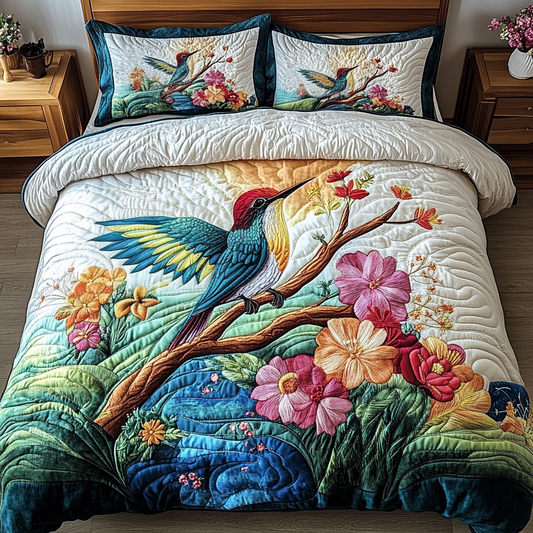 Dreamy Hummingbird 3-Piece Quilted Bedding Set NCU0VH4605