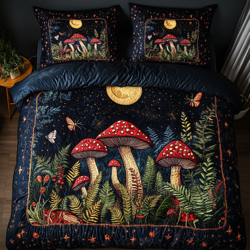 Dreamy Mushroom 3-Piece Quilted Bedding Set NCU0DK8759