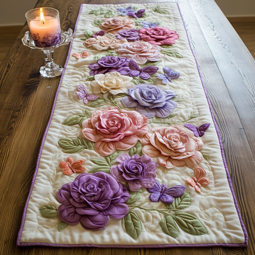 Dreamy Roses Quilted Table Runner NCU0VH4096