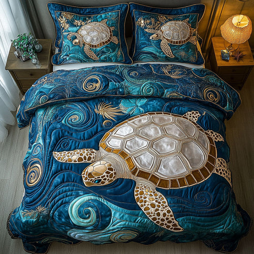 Dreamy Turtle Drift 3-Piece Quilted Bedding Set NCU0NT7332