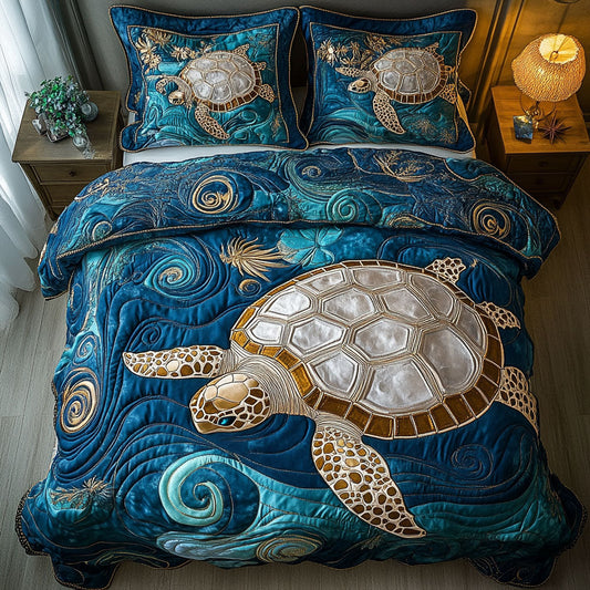 Dreamy Turtle Drift 3-Piece Quilted Bedding Set NCU0NT7332