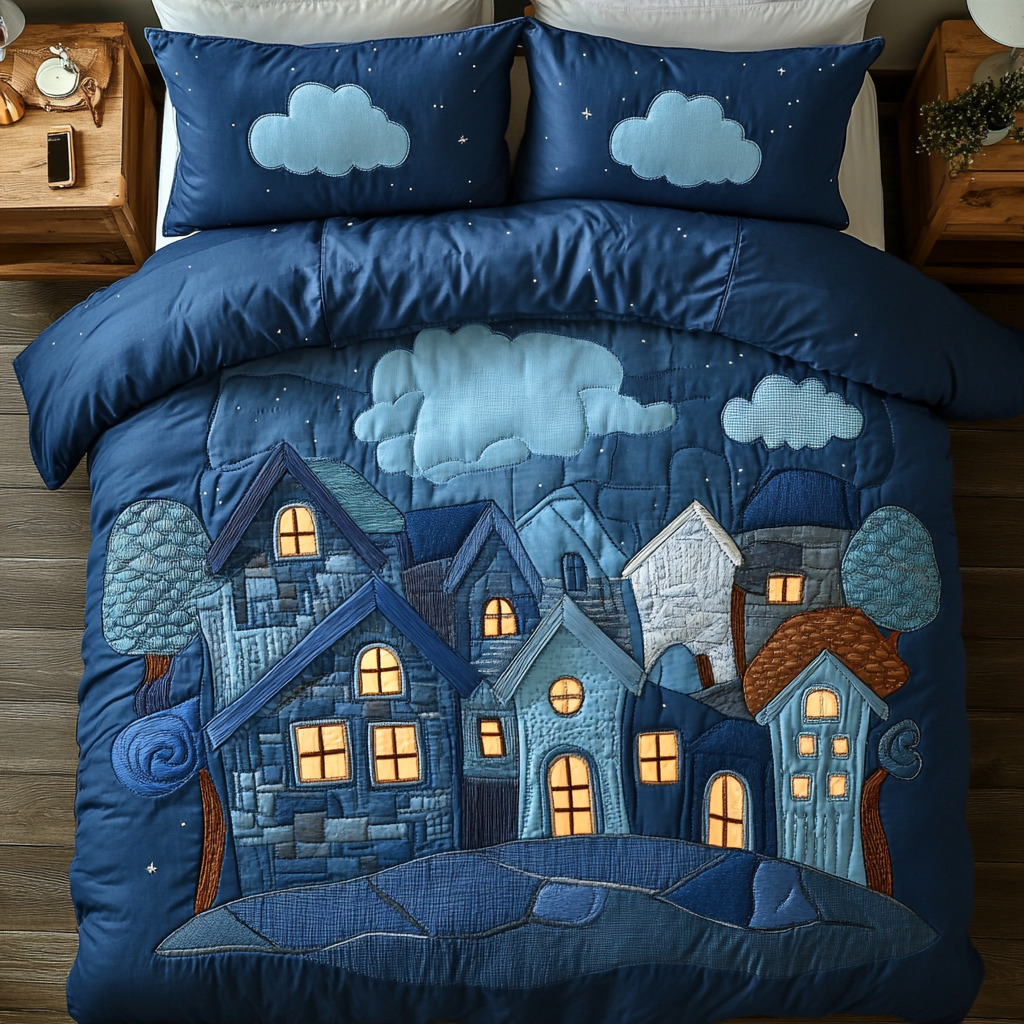 Dreamy Village 3-Piece Quilted Bedding Set NCU0VH3182