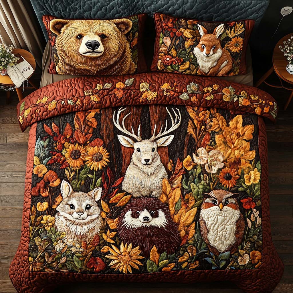Dreamy Woodland Haven 3-Piece Quilted Bedding Set NCU0NT8719