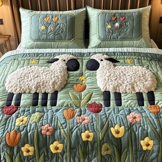 Dreamy Wool 3-Piece Quilted Bedding Set NCU0VH3657