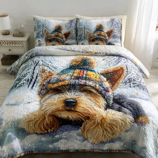 Dreamy Yorkshire Terrier 3-Piece Quilted Bedding Set NCU0HH609