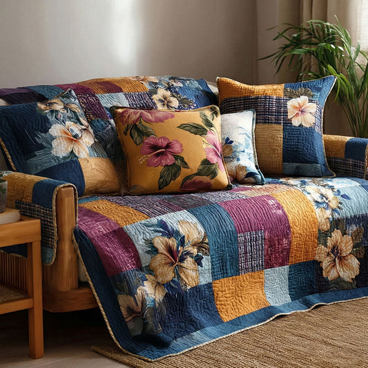 Drifted Blues Quilted Sofa Cover NCU0NT12096