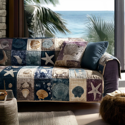 Drifted Shells Quilted Sofa Cover NCU0PT11138
