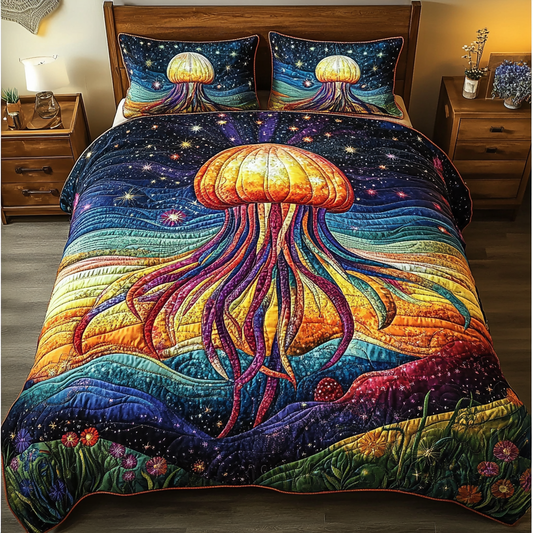 Drifting Jellyfish 3-Piece Quilted Bedding Set NCU0DK4126