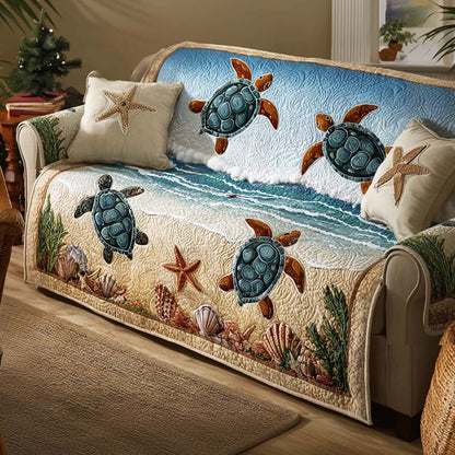 Driftwood Turtle Quilted Sofa Cover NCU0NT11688