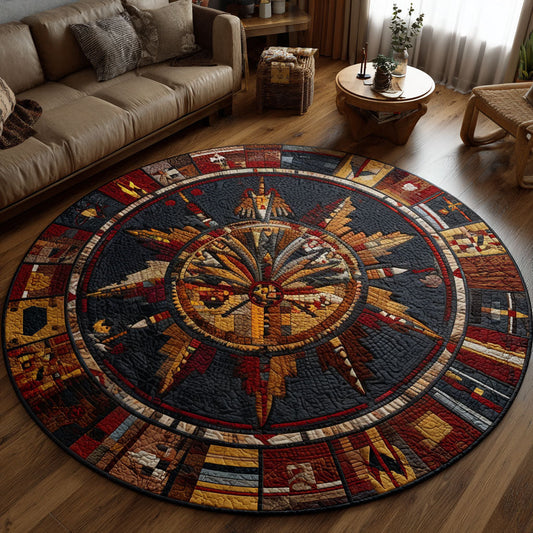 Dual Spirit Feathers Quilted Round Mat NCU0PT7436