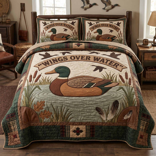 Duck Cabin 3-Piece Quilted Bedding Set NCU0XD2836