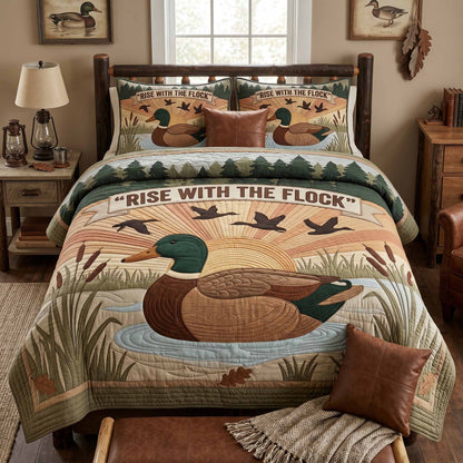 Duck Flight 3-Piece Quilted Bedding Set NCU0XD2843