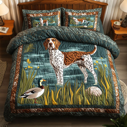 Duck Hunting GSP 3-Piece Quilted Bedding Set NCU0NT5221