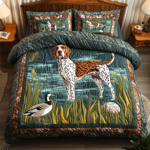 Duck Hunting GSP 3-Piece Quilted Bedding Set NCU0NT5221