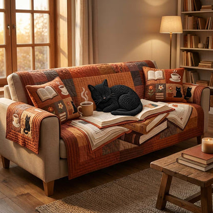 Dusk Cat Reader Quilted Sofa Cover NCU0HH1942