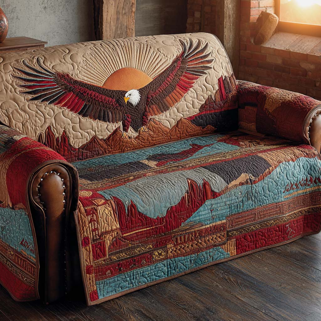 Eagle Crest Western Quilted Sofa Cover NCU0XD1831