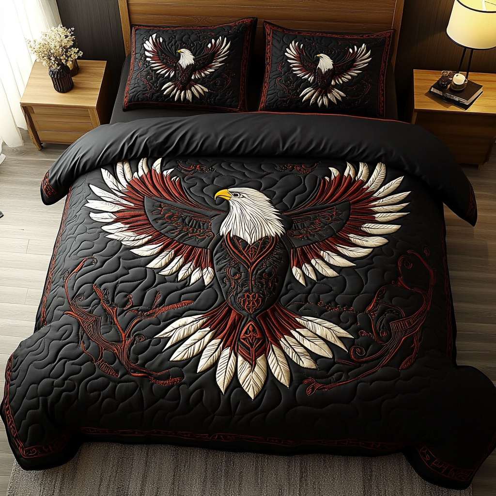 Eagle Glory 3-Piece Quilted Bedding Set NCU0DK9218