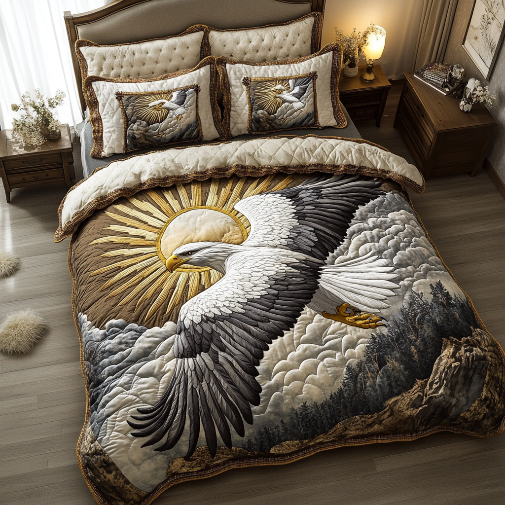 Eagle Pride 3-Piece Quilted Bedding Set NCU0VH2225