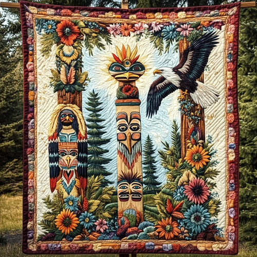 Eagle Totem Spirit Journey Quilted Blanket NCU0DK1599