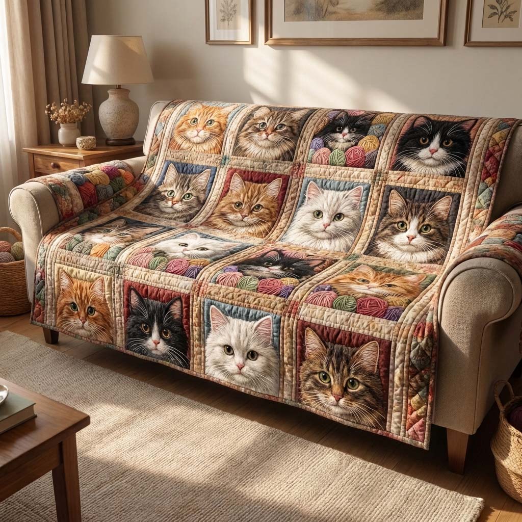 Earth Cat Gallery Quilted Sofa Cover NCU0HH1949