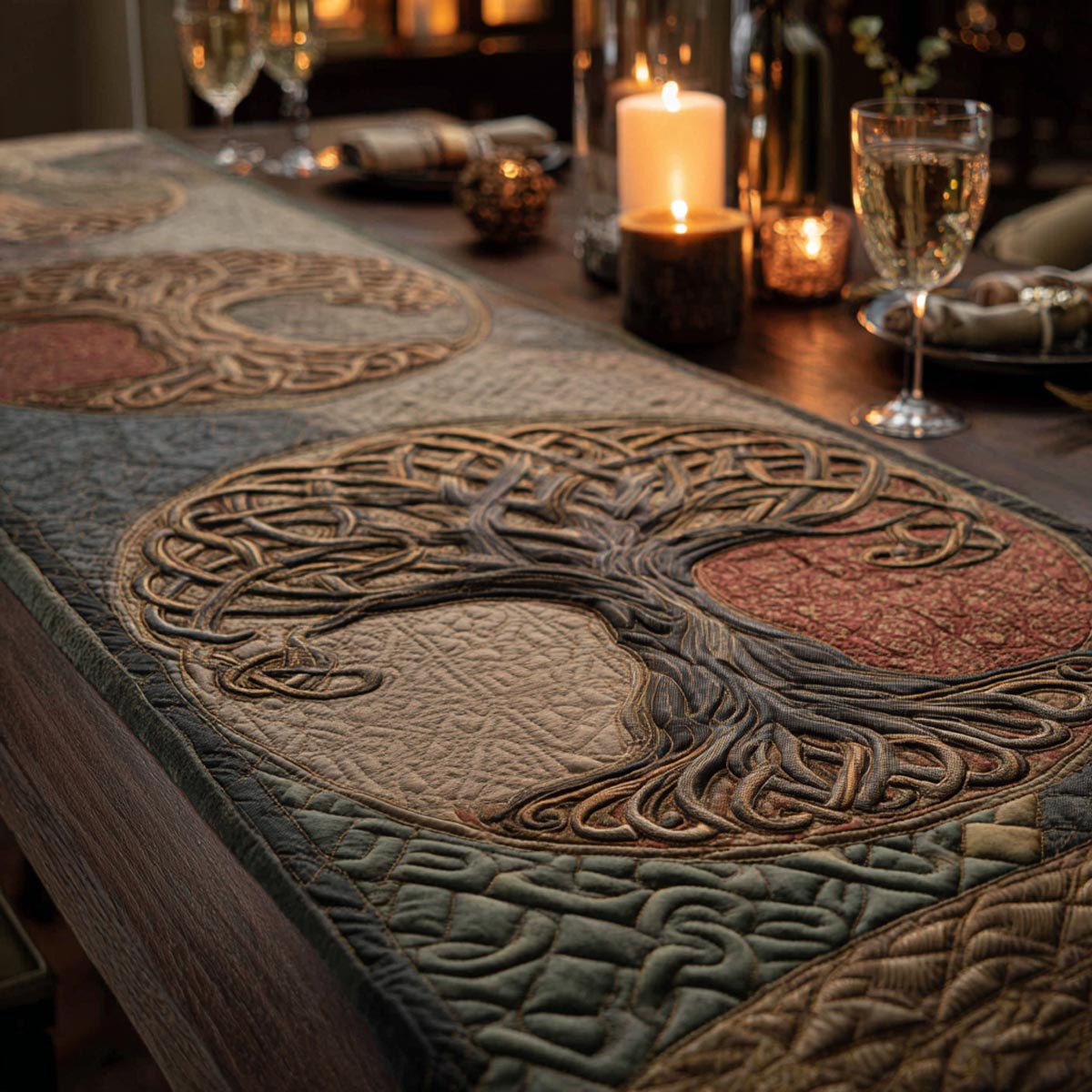 Earth Harmony Quilted Table Runner NCU0DV9314