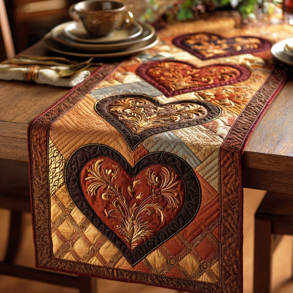 Earth Hearts Quilted Table Runner NCU0TD2241