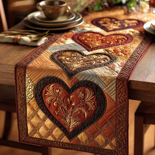 Earth Hearts Quilted Table Runner NCU0TD2241