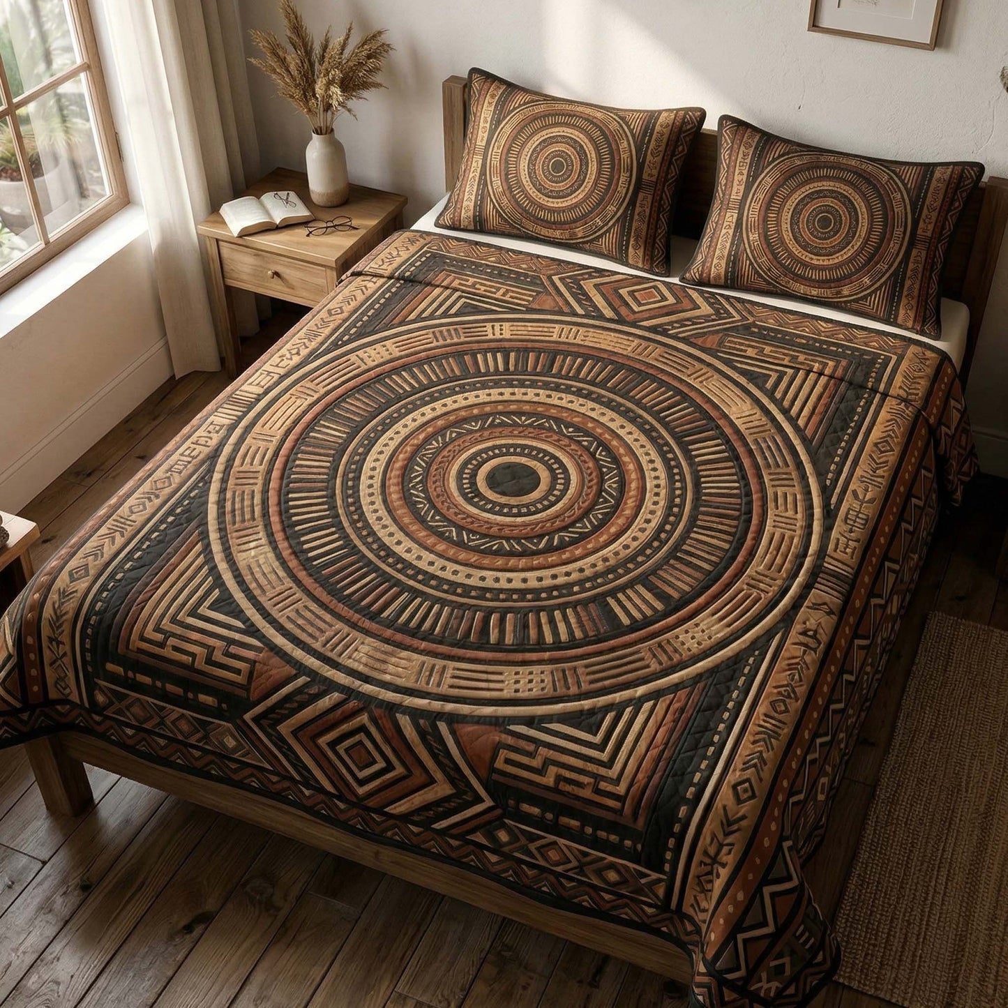 Earth Mandala 3-Piece Quilted Bedding Set NCU0XD2728