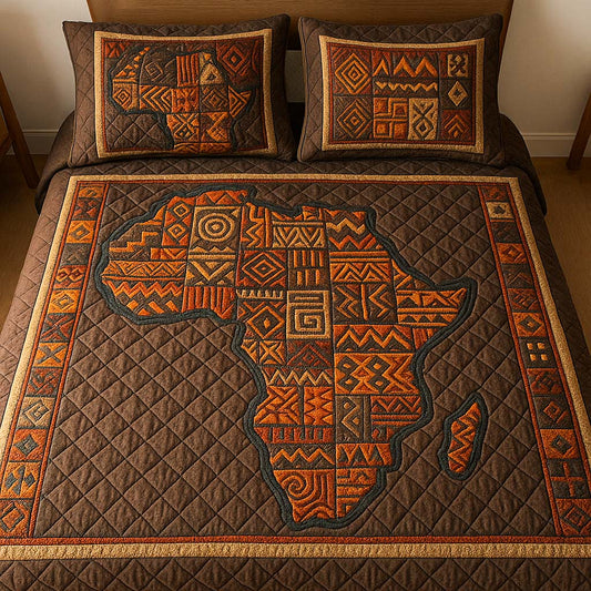 Earth Tone Africa 3-Piece Quilted Bedding Set NCU0NT7528