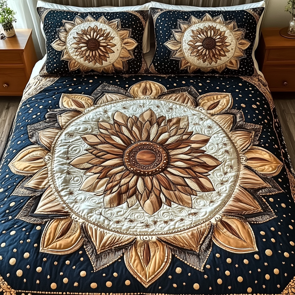 Earthbound Mandala 3-Piece Quilted Bedding Set NCU0VL859