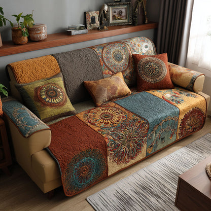 Earthy Bloom Quilted Sofa Cover NCU0PT10055